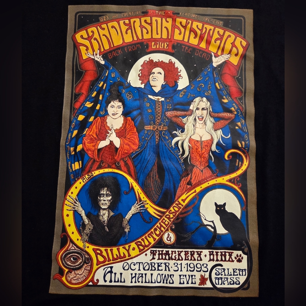 Hocus Pocus The Sanderson Sisters Live Poster Black T-Shirt Womens Size Large